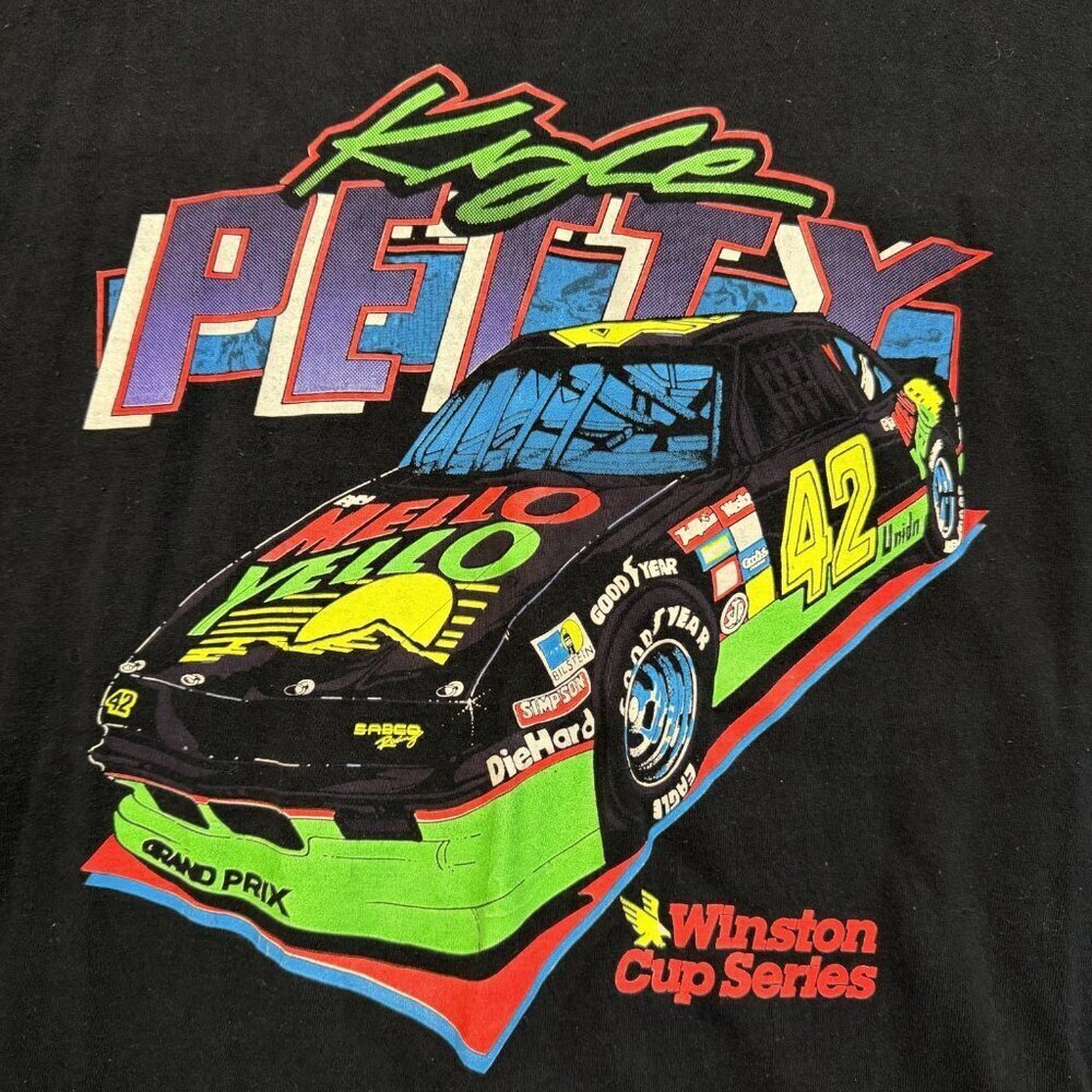 VTG 90’s Single Stitch Kyle Petty NASCAR T Shirt Cal Cru Made In USA Size XL - Picture 2 of 8